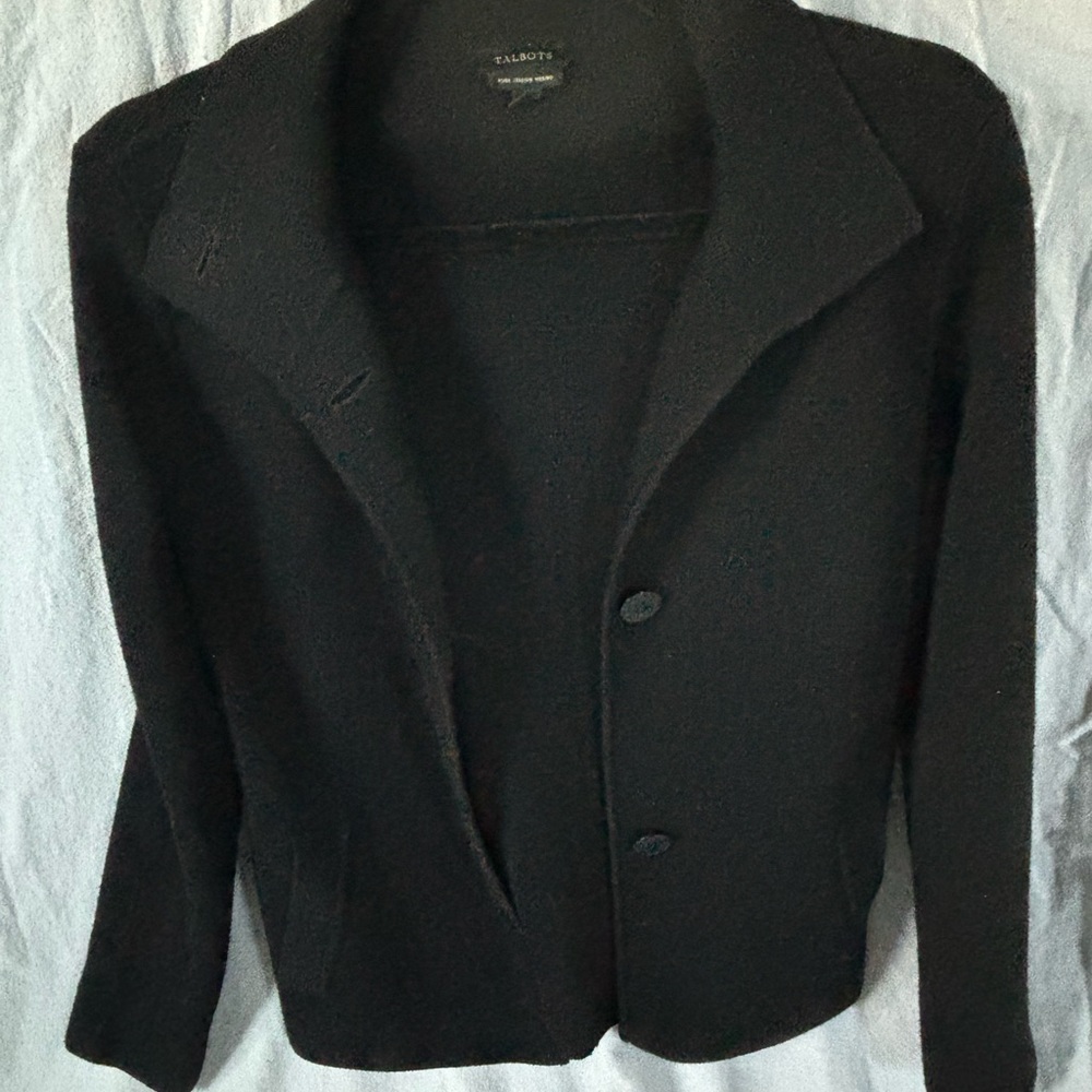 Black Merino Talbots cardigan jacket (S)